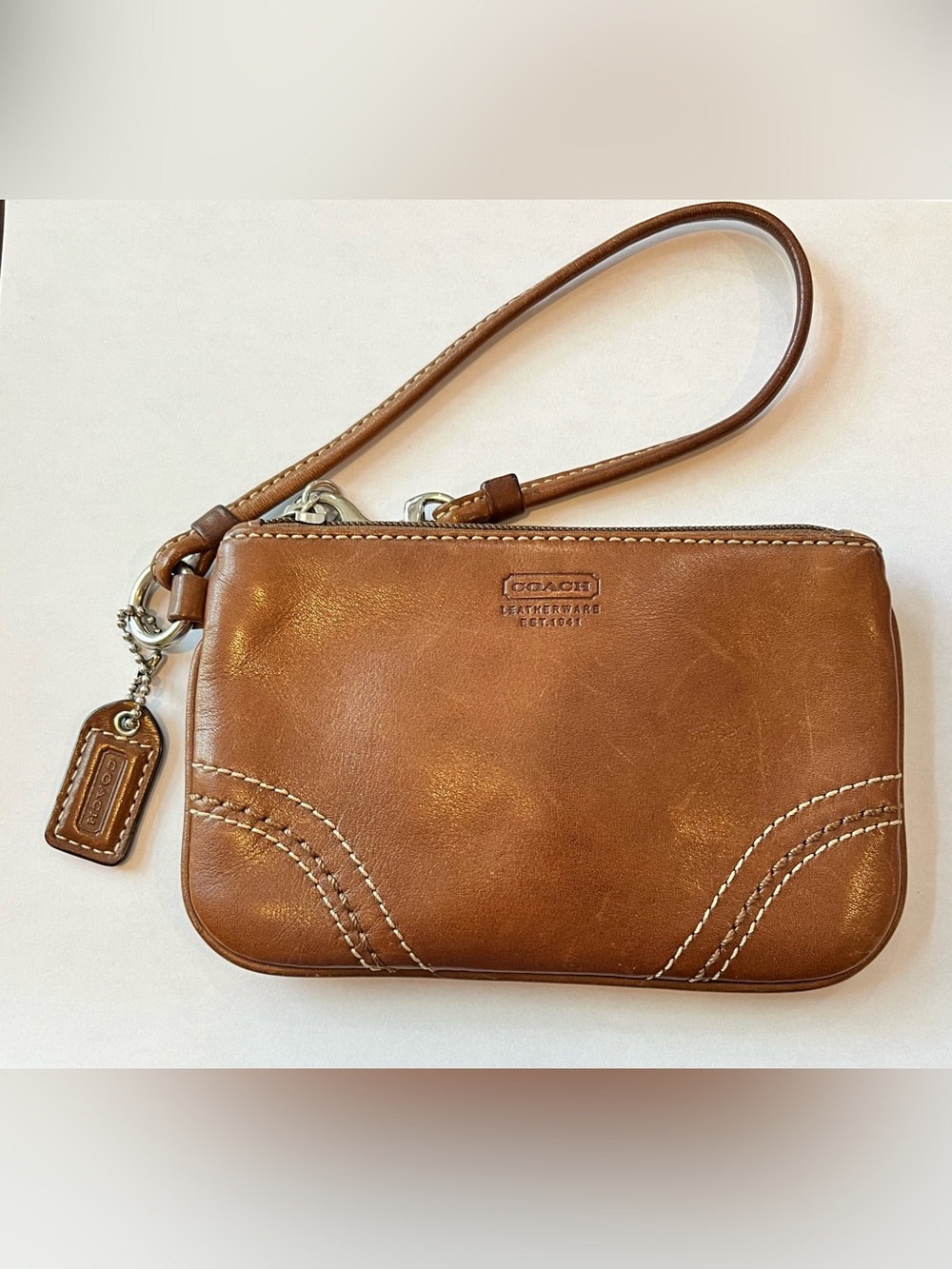 Vintage Coach Brown Leather Wristlet Wallet Purse Y2K